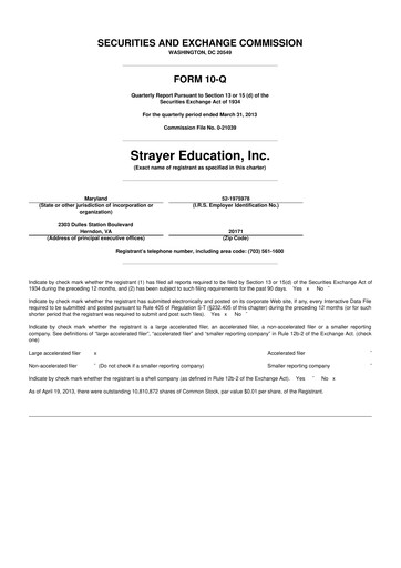 Miniature Strategic Education
 10-Q Rapport trimestriel 2013 