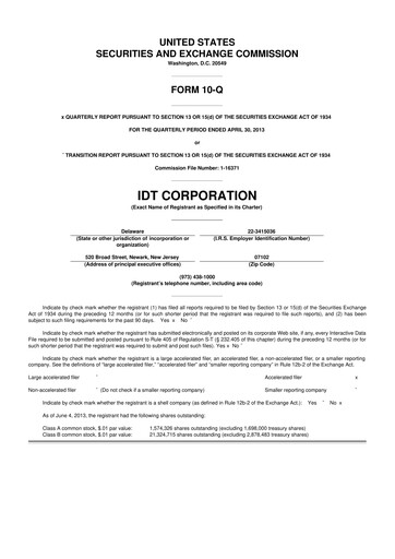 Thumbnail IDT Corporation
 10-Q Quarterly Report FY2013 