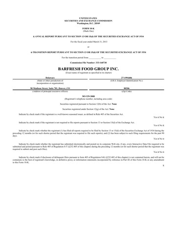 Thumbnail Barfresh Food Group 10-K Annual Report 2013