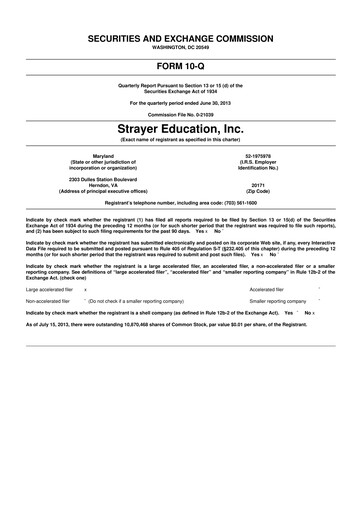 Miniature Strategic Education
 10-Q Rapport trimestriel 2013 