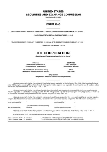 Thumbnail IDT Corporation
 10-Q Quarterly Report FY2014 