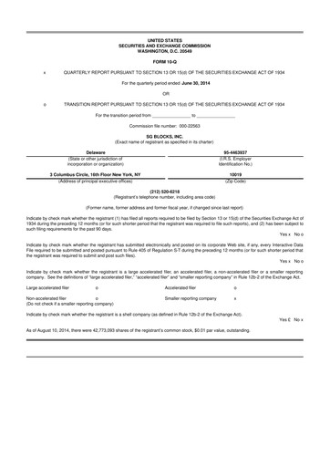 Vorschaubild Safe & Green Holdings 10-Q Quartalsbericht 2014 