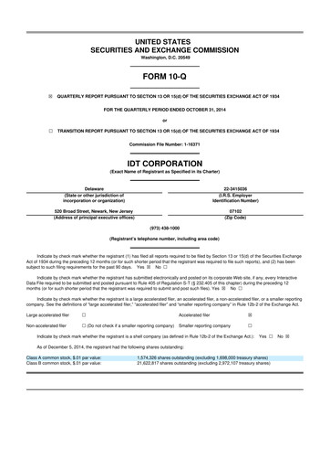 Thumbnail IDT Corporation
 10-Q Quarterly Report FY2015 
