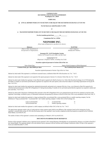 Thumbnail Neonode 10-K Annual Report 2014