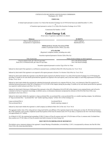 Thumbnail Genie Energy
 10-K Annual Report 2014