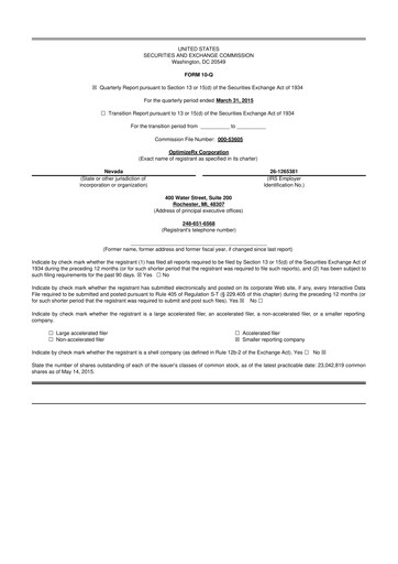 Vorschaubild OptimizeRx 10-Q Quartalsbericht 2015 