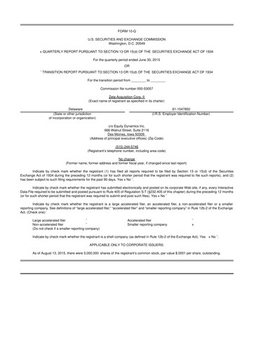 Miniature Aadi Bioscience 10-Q Rapport trimestriel 2015 