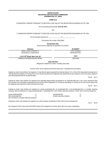 Vorschaubild Safe & Green Holdings 10-Q Quartalsbericht 2015 