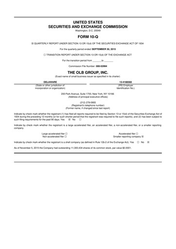 Thumbnail OLB Group 10-Q Quarterly Report FY2015 