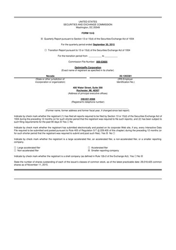 Vorschaubild OptimizeRx 10-Q Quartalsbericht 2015 