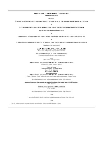 Thumbnail Can Fite Biopharma
 20-F Annual Report 