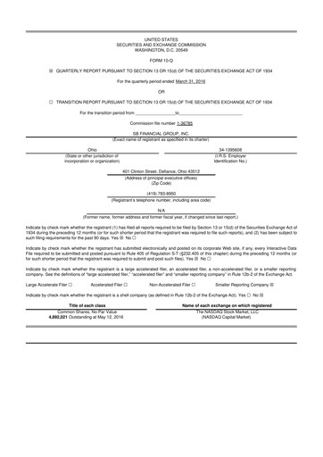Thumbnail SB Financial Group 10-Q Quarterly Report FY2016 