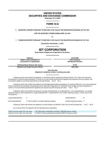 Thumbnail IDT Corporation
 10-Q Quarterly Report FY2016 