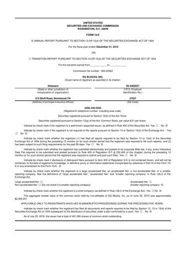 Vorschaubild Safe & Green Holdings 10-K Jahresbericht 2015