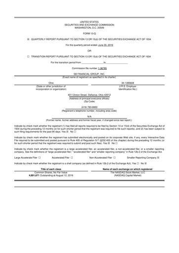 Thumbnail SB Financial Group 10-Q Quarterly Report FY2016 