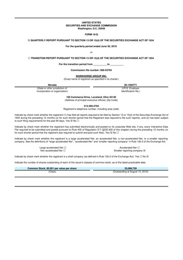 Thumbnail Workhorse Group
 10-Q Quarterly Report FY2016 