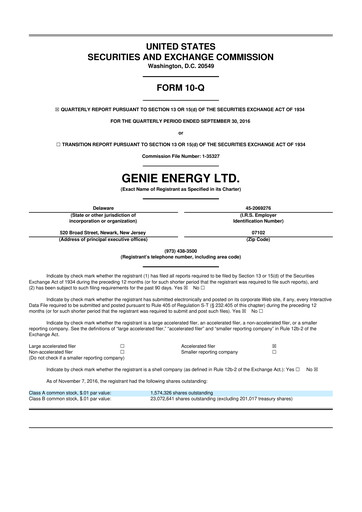 Miniature Genie Energy
 10-Q Rapport trimestriel 2016 