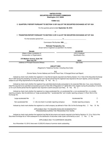Miniature Relmada Therapeutics 10-Q Rapport trimestriel 2017 