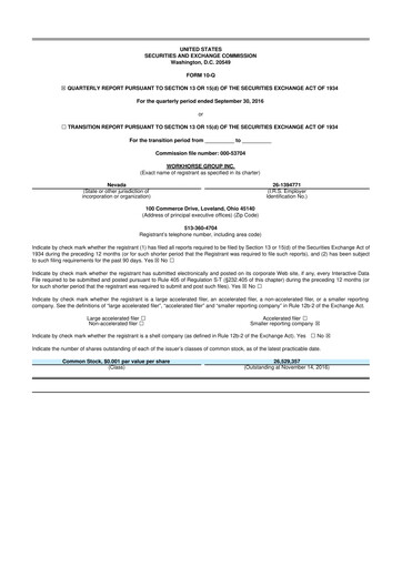 Thumbnail Workhorse Group
 10-Q Quarterly Report FY2016 