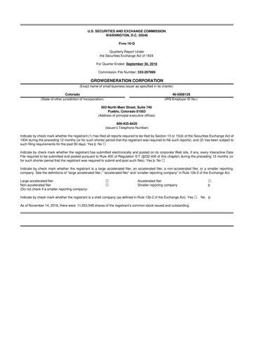 Thumbnail GrowGeneration
 10-Q Quarterly Report FY 