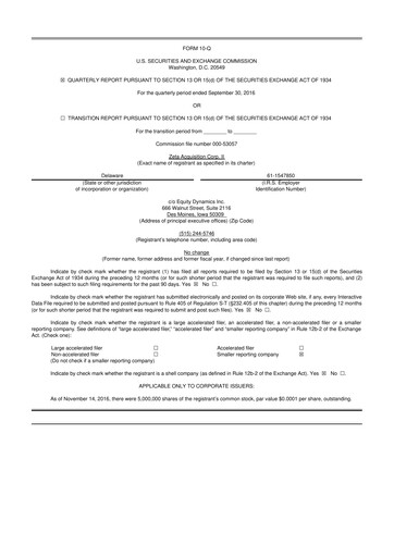 Miniature Aadi Bioscience 10-Q Rapport trimestriel 2016 
