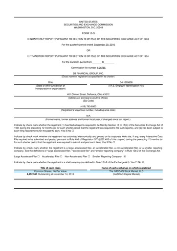Thumbnail SB Financial Group 10-Q Quarterly Report FY2016 