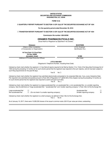Thumbnail Oramed Pharmaceuticals 10-Q Quarterly Report FY2017 