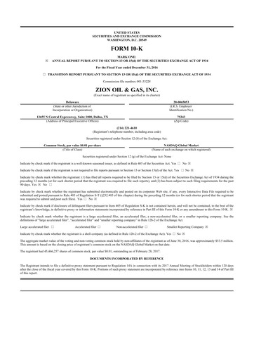 Vorschaubild Zion Oil & Gas 10-K Jahresbericht 2016