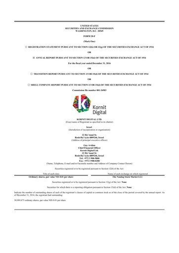 Thumbnail Kornit Digital 20-F Annual Report 2016