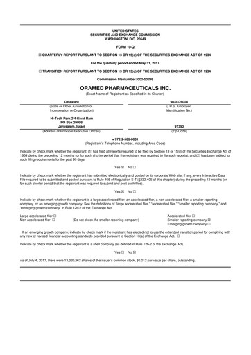 Thumbnail Oramed Pharmaceuticals 10-Q Quarterly Report FY2017 