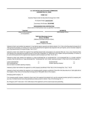 Thumbnail GrowGeneration
 10-Q Quarterly Report FY 