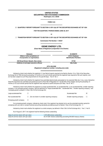 Miniature Genie Energy
 10-Q Rapport trimestriel 2017 