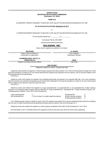 Thumbnail Soligenix 10-Q Quarterly Report FY2017 