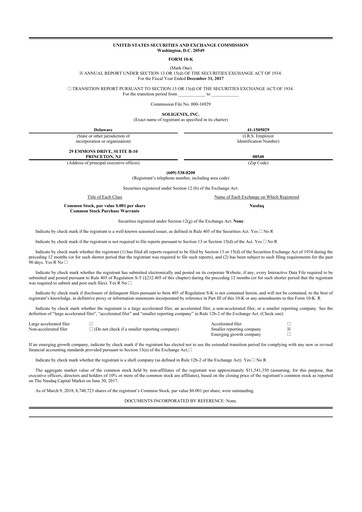 Thumbnail Soligenix 10-K Annual Report 2017