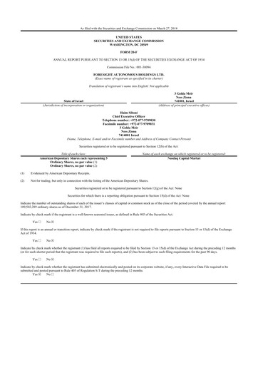 Thumbnail Foresight Autonomous Holdings 20-F Annual Report 2017