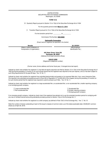 Vorschaubild OptimizeRx 10-Q Quartalsbericht 2018 