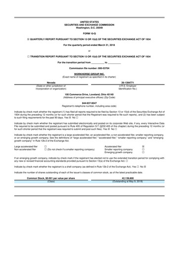 Thumbnail Workhorse Group
 10-Q Quarterly Report FY2018 