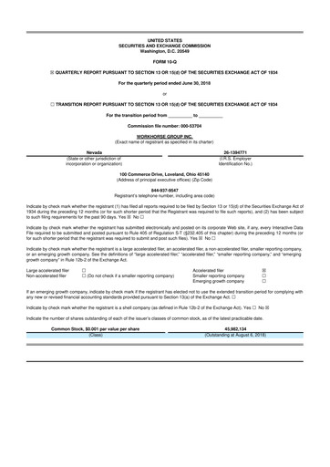 Thumbnail Workhorse Group
 10-Q Quarterly Report FY2018 