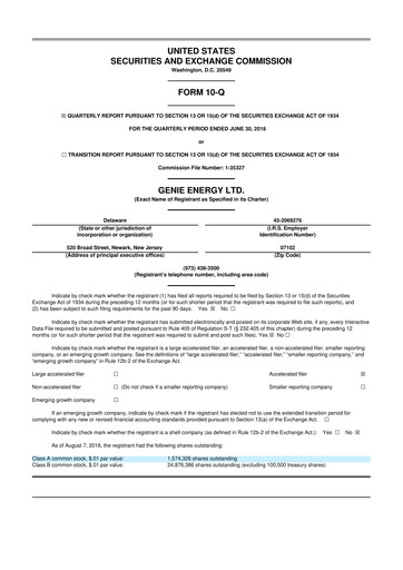Miniature Genie Energy
 10-Q Rapport trimestriel 2018 