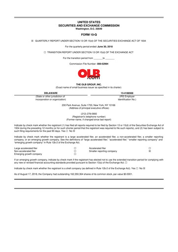 Thumbnail OLB Group 10-Q Quarterly Report FY2018 