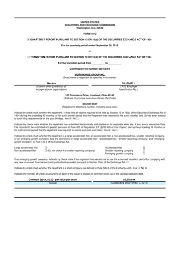 Thumbnail Workhorse Group
 10-Q Quarterly Report FY2018 