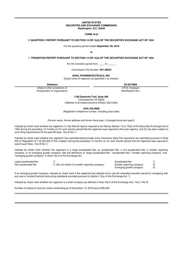 Thumbnail Adial Pharmaceuticals
 10-Q Quarterly Report FY 