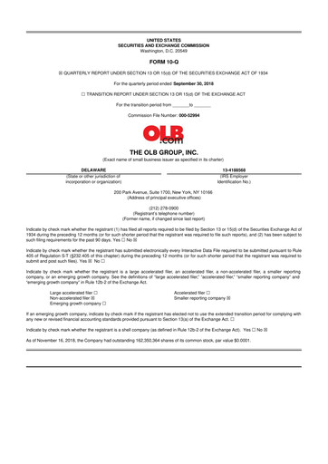 Thumbnail OLB Group 10-Q Quarterly Report FY2018 