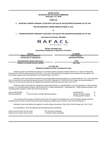 Vorschaubild Rafael Holdings 10-Q Quartalsbericht  