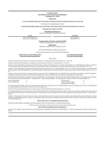 Thumbnail Citius Pharmaceuticals
 10-K Annual Report 2018