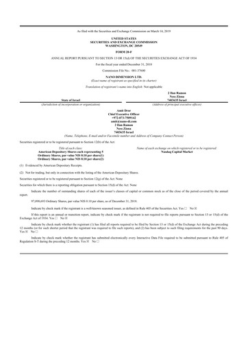 Thumbnail Nano Dimension
 20-F Annual Report 2018