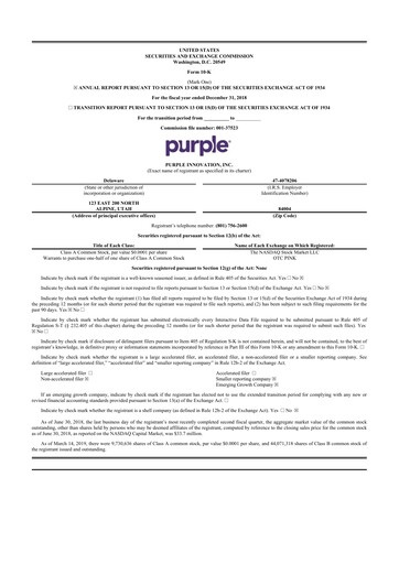 Thumbnail Purple Innovation
 10-K Annual Report 2018