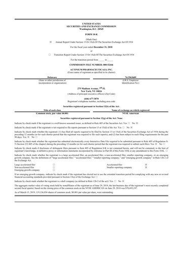 Thumbnail Actinium Pharmaceuticals 10-K Annual Report 2018
