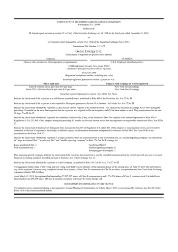 Thumbnail Genie Energy
 10-K Annual Report 2018