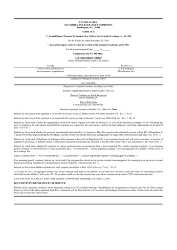 Thumbnail Air Industries Group 10-K Annual Report 2018